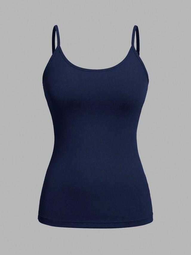 navy minimalist cotton blend camisole tank top