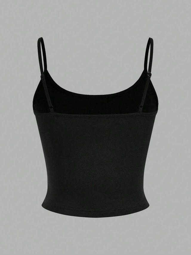 black cropped tight fit casual camisole tank top