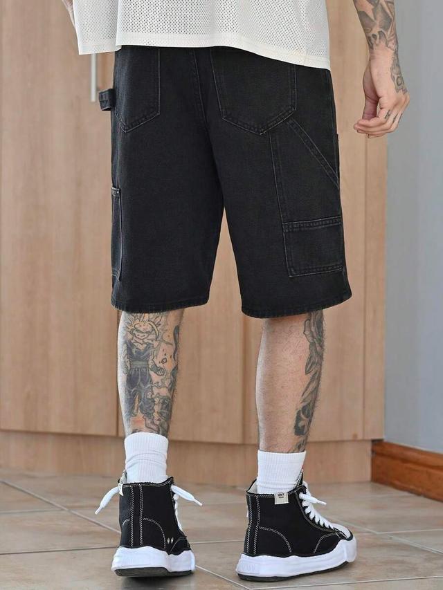 black devon thys loose fit wide leg denim shorts