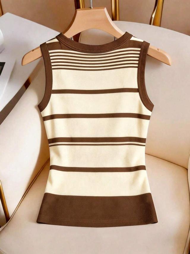 franclia women's asymmetrical striped crew neck tank top