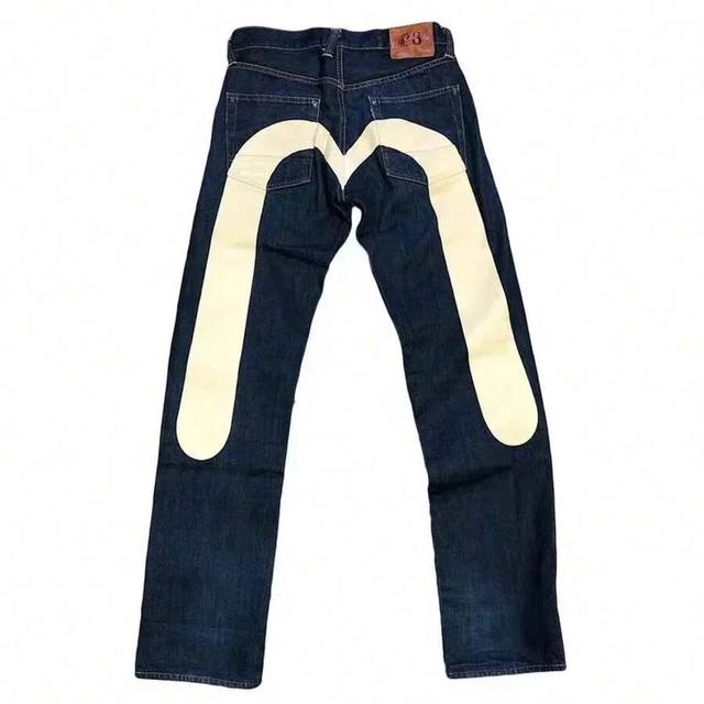white straight leg jeans with artistic dice print design