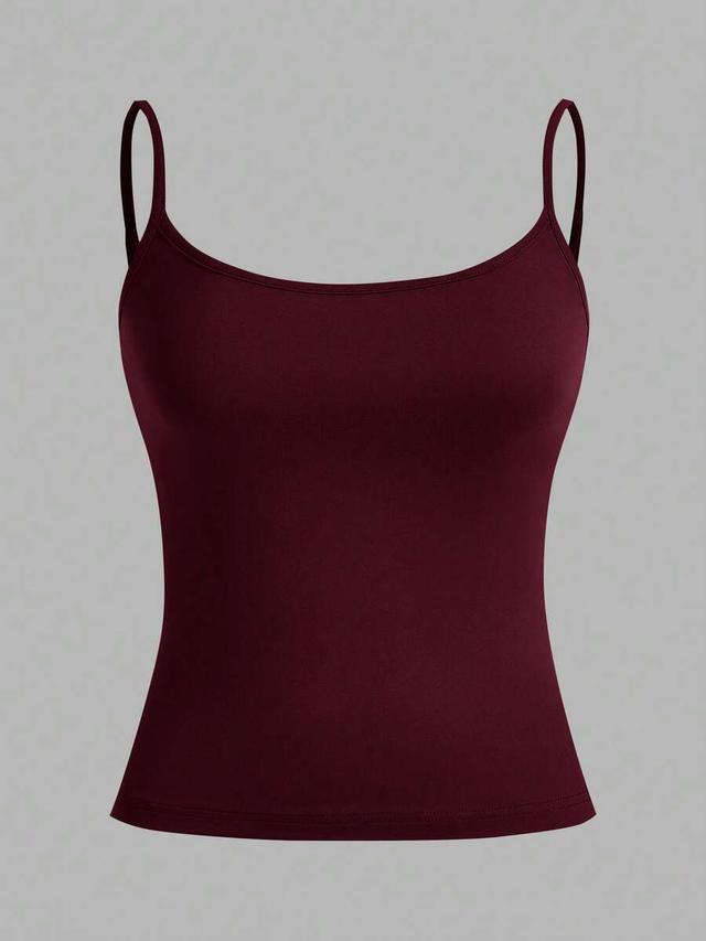 burgundy set of three basic camisole tank tops