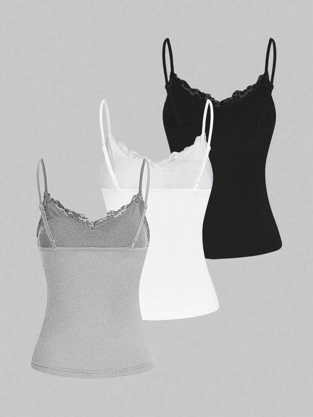 white shein essnce lace patchwork cami top
