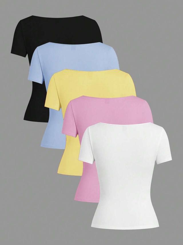 pink knit short sleeve t-shirt set