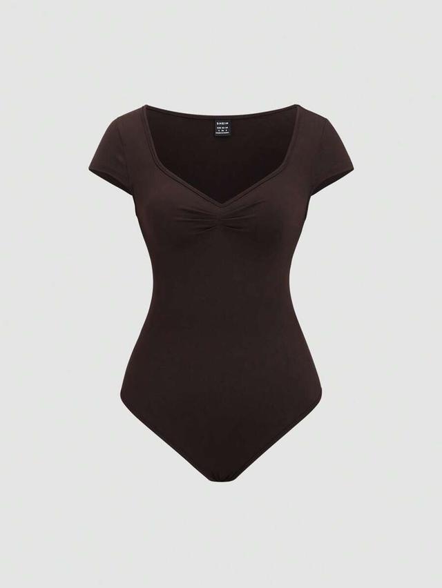 brown minimalist short sleeve bodysuit