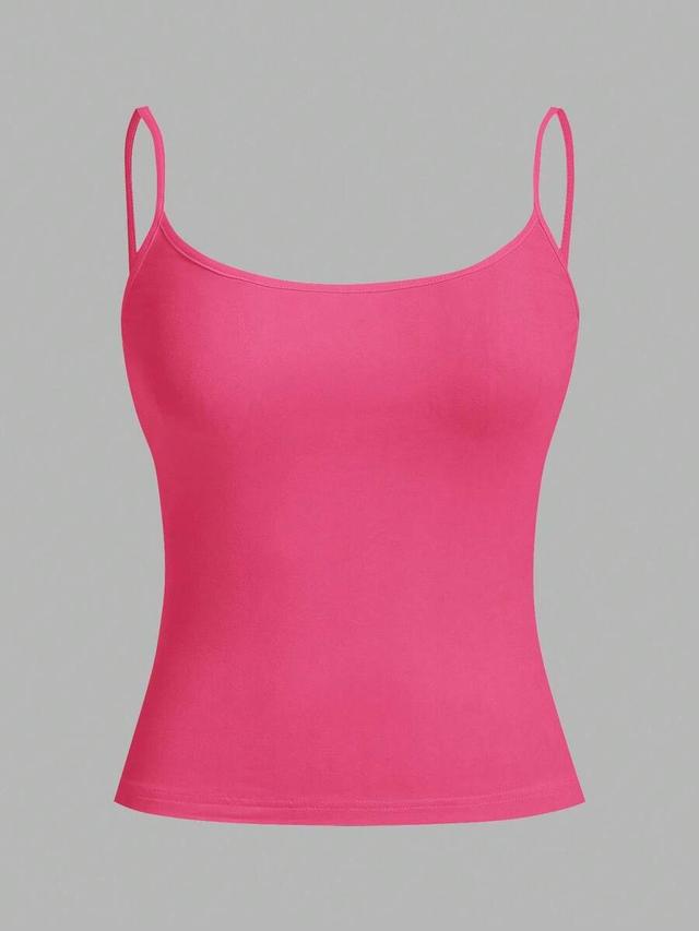 hot pink casual fitted camisole tank top