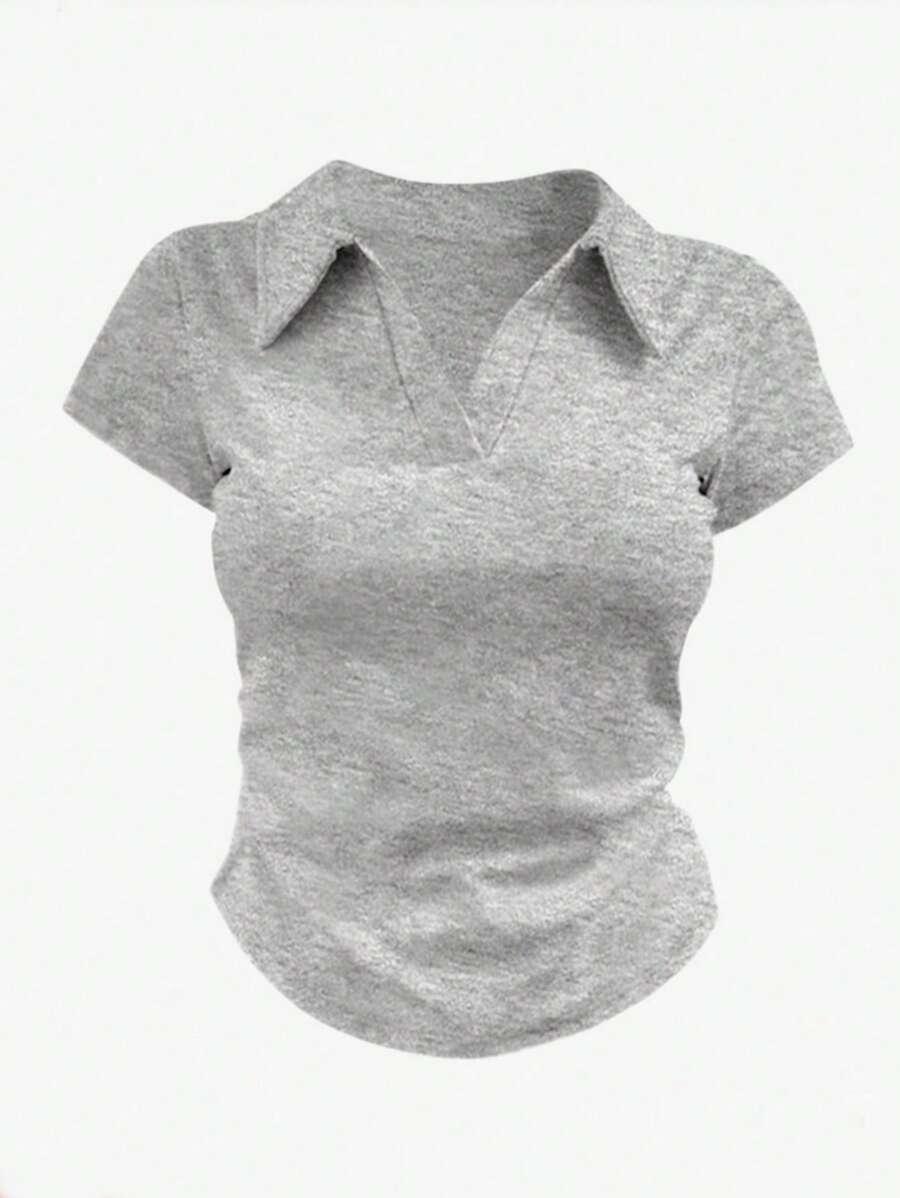 grey three v-neck short sleeve t-shirt in white grey and black