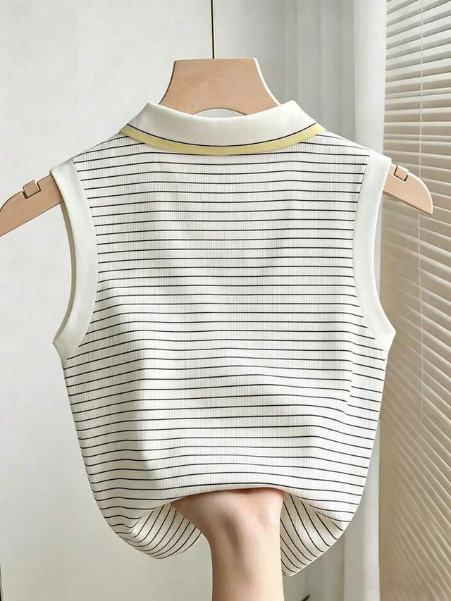 resyla women's striped print and embroidery casual tank top