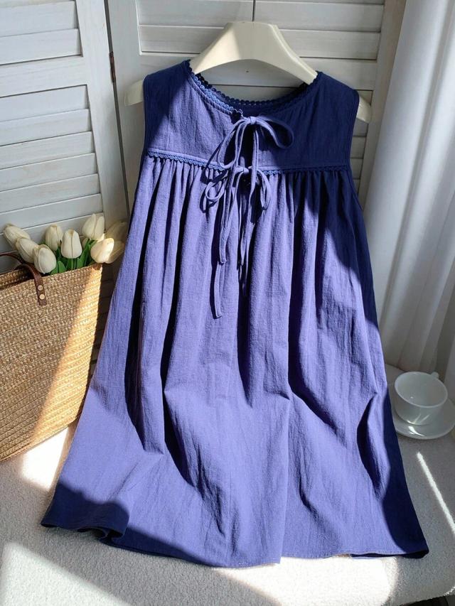 purple cotton bohemian embroidered sleeveless smock dress