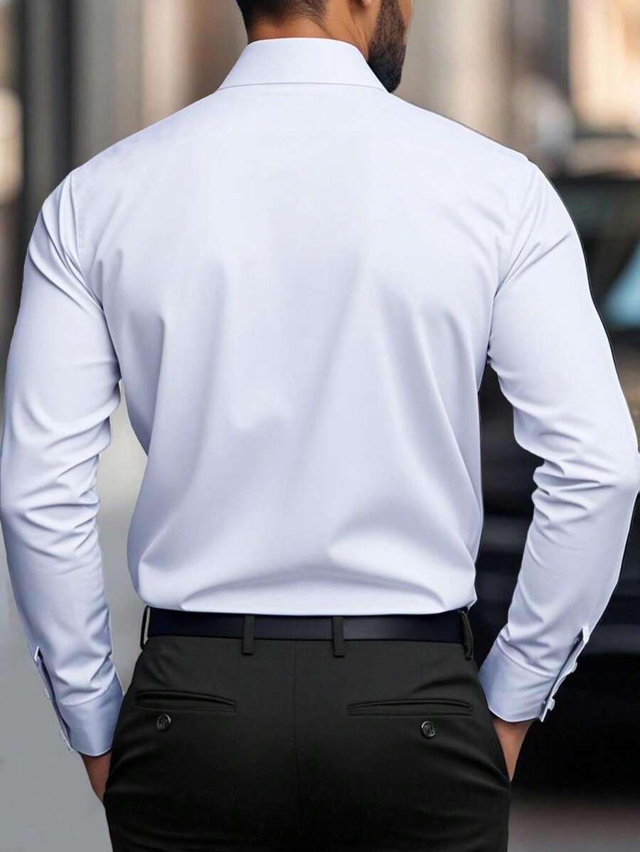 light blue men's slim fit white long sleeve dress shirt