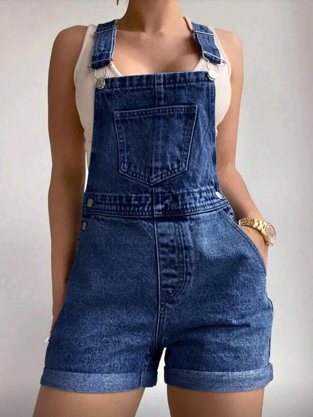 women's casual sleeveless denim short overalls