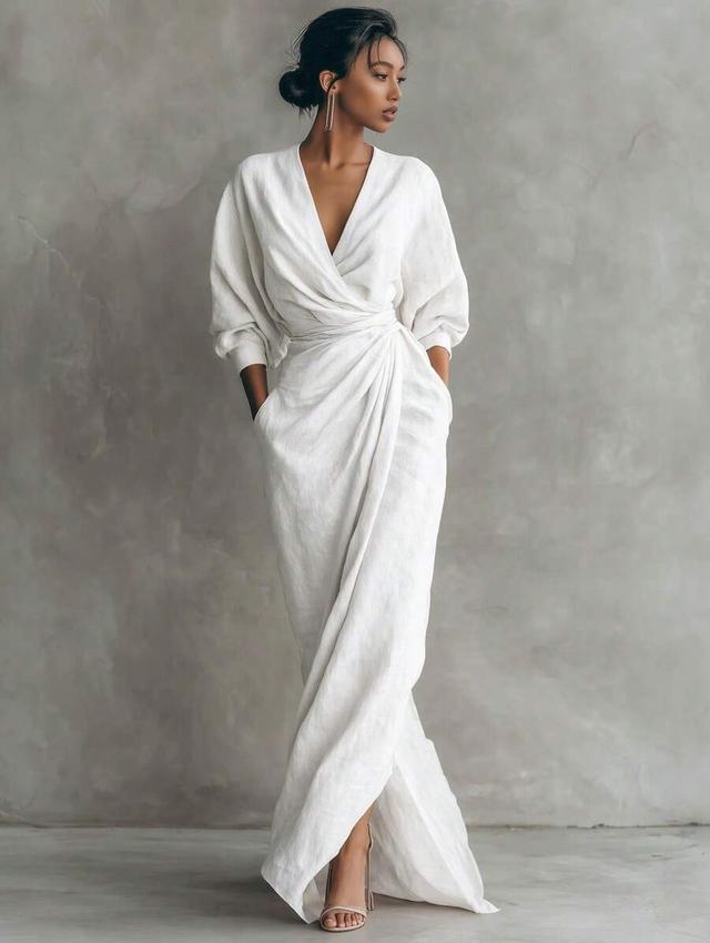 white wrap maxi dress