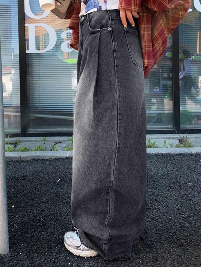 women's vintage distressed straight leg baggy jeans