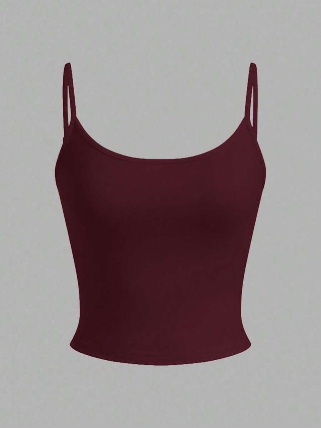 burgundy set of four basic cropped tight fit tank tops