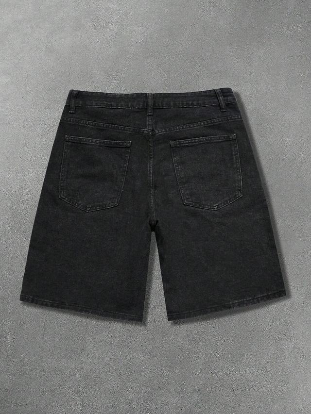 dark grey shorts with rhinestone gothic lettering