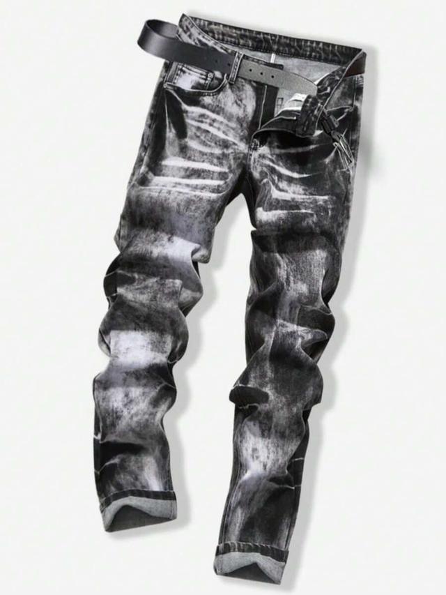 black wash straight leg stretch denim jeans