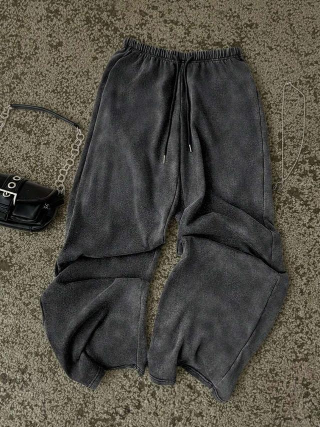 dark grey casual straight leg sweatpants