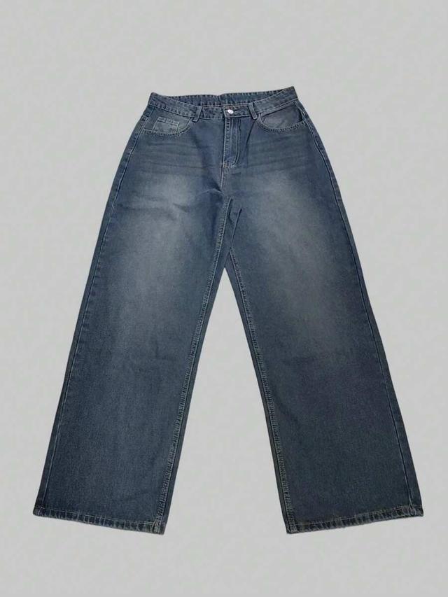 light wash vintage washed loose wide leg denim jeans