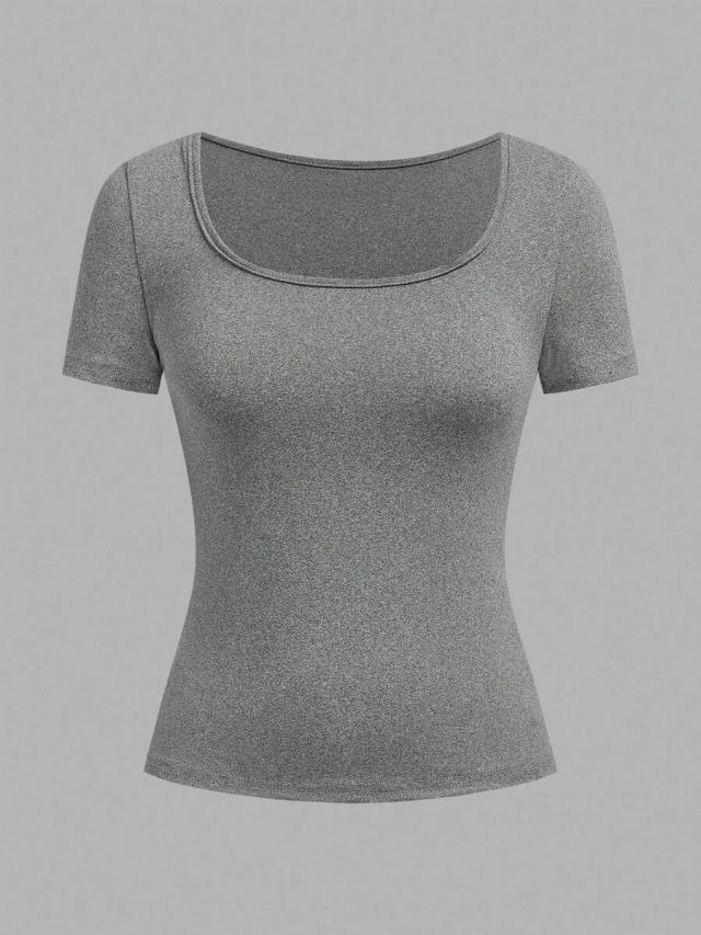 grey short sleeve fitted cropped t-shirt