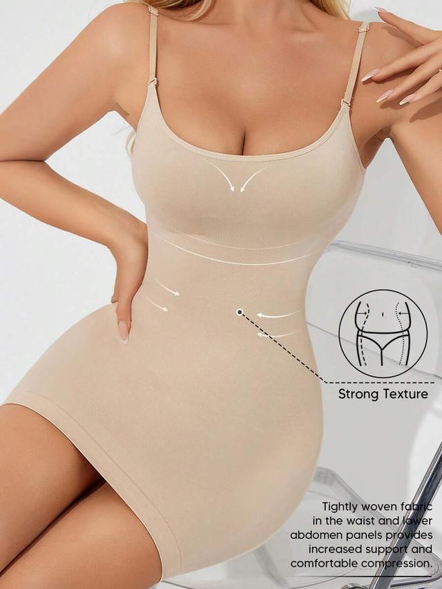 nude seamless shapewear camisole dress with adjustable straps