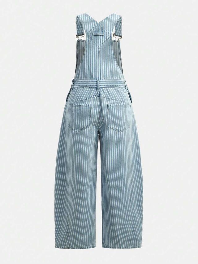 maija women's casual striped denim bib pants