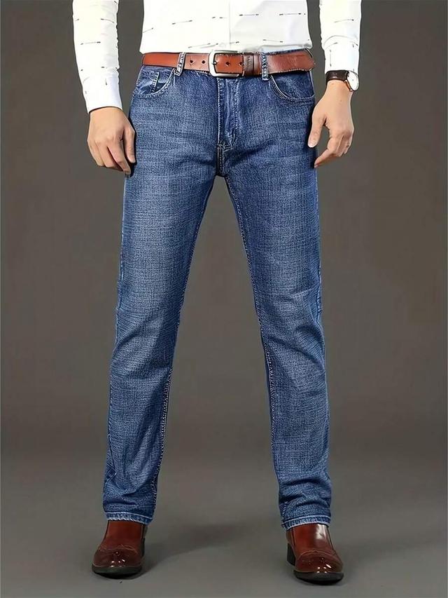 men's straight leg blue denim jeans