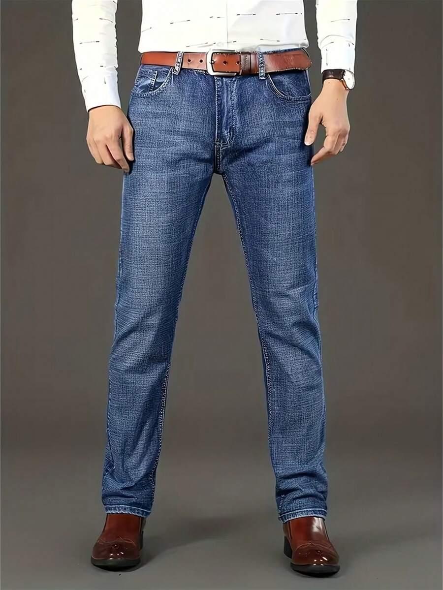 men's straight leg blue denim jeans