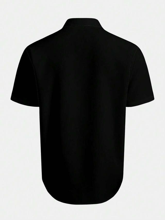 black and cream geometric patchwork short sleeve shirt