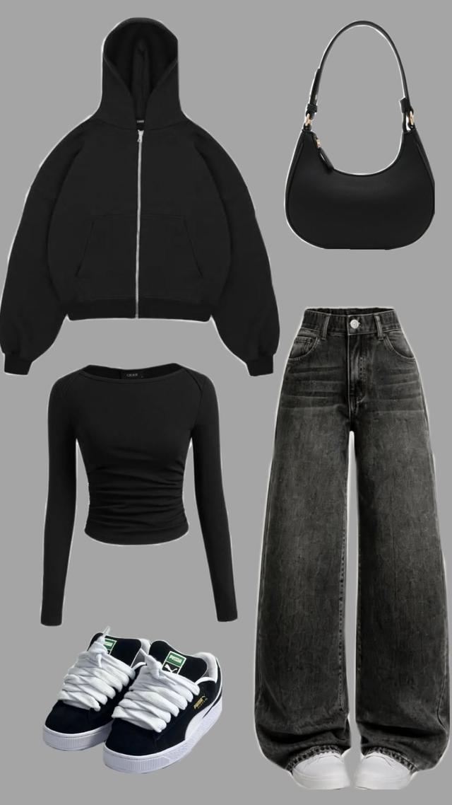 black cotton zip-up hoodie