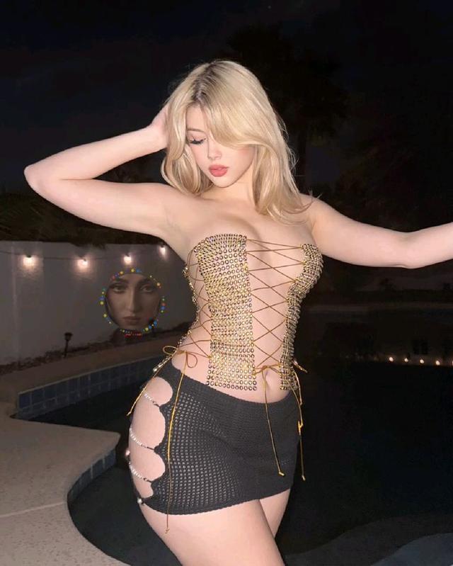 gold rhinestone chainmail lace-up corset top