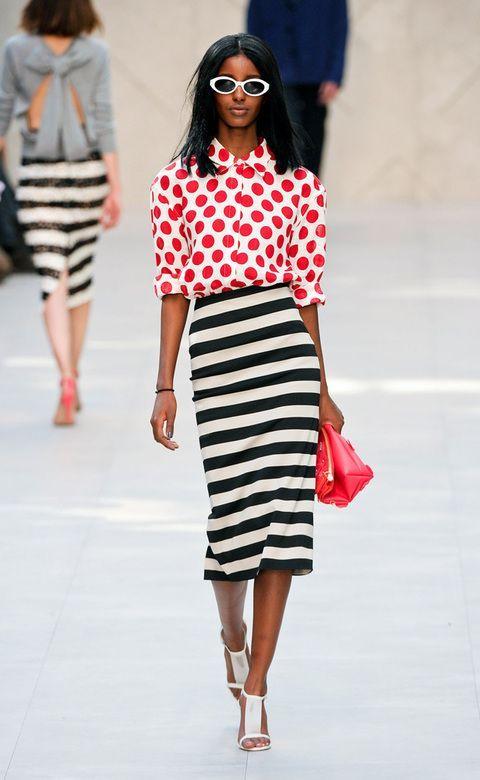 Black and White Striped Pencil Skirt