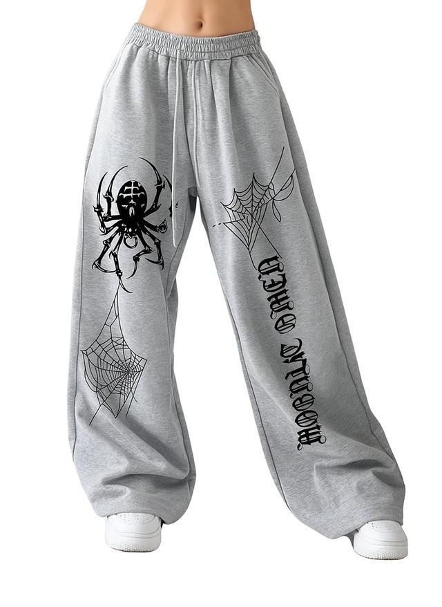 grey graphic print oversized sweatpants