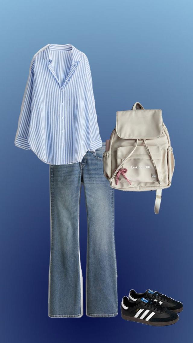 blue and white striped cotton button-up shirt