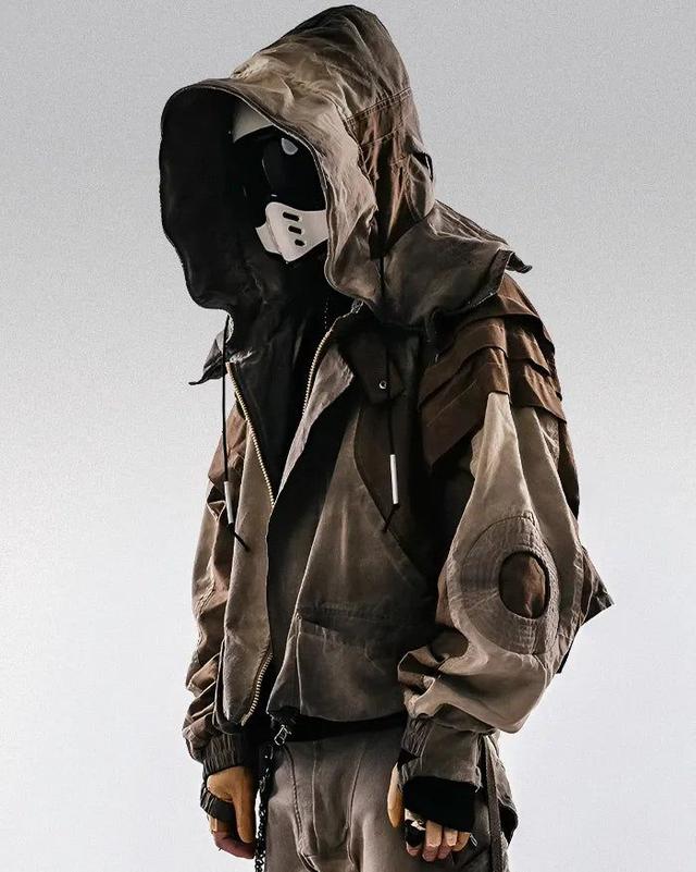 techwear multi-panel hooded tactical jacket