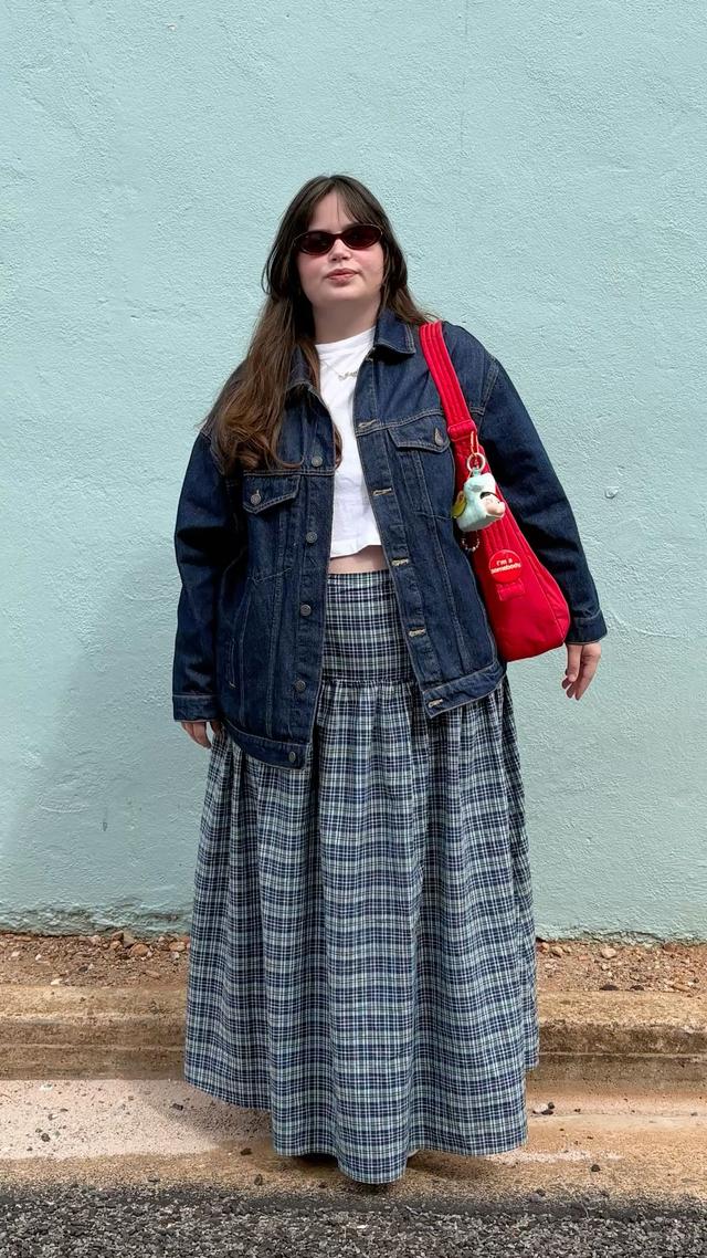 Plaid Tiered Midi Skirt