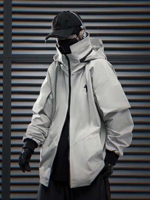 techwear oversized hooded jacket with utility pockets