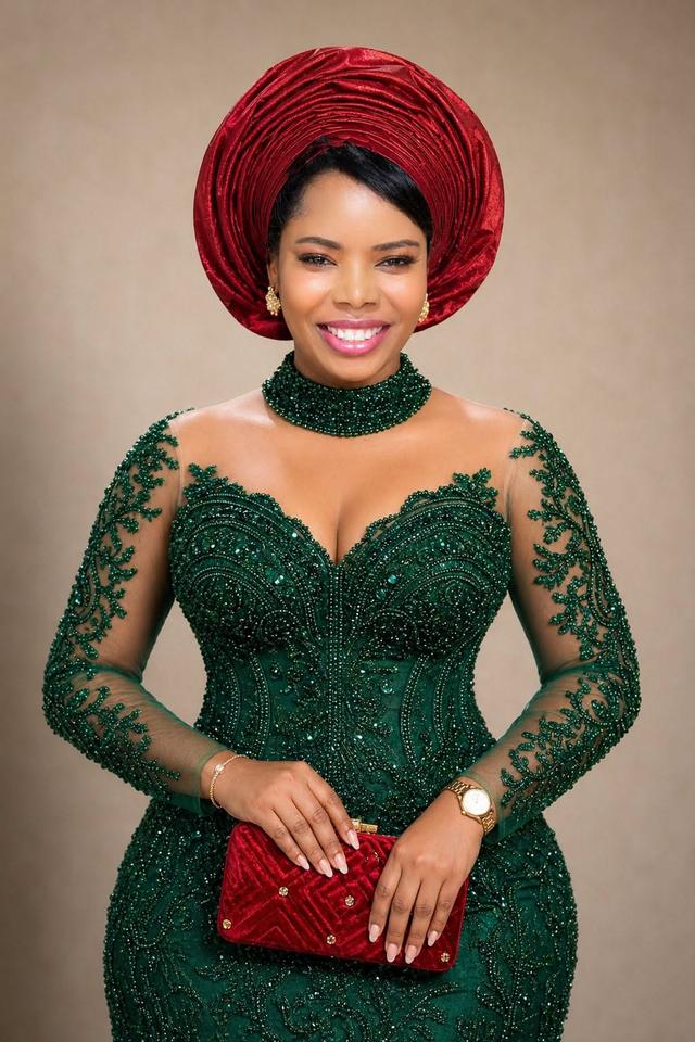 emerald green heavily beaded long sleeve evening dress
