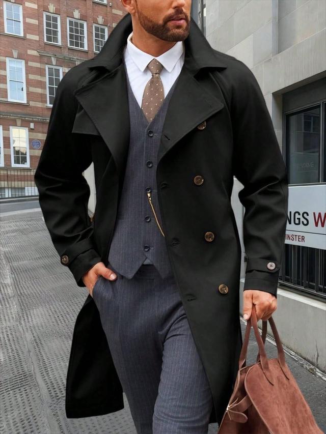 classic black double-breasted trench coat