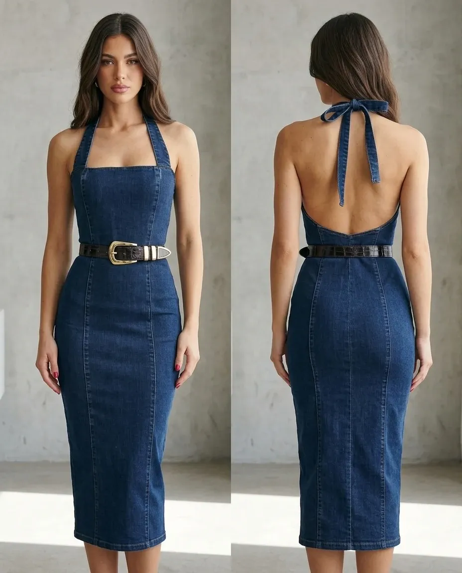 Denim Halter Dresses for women