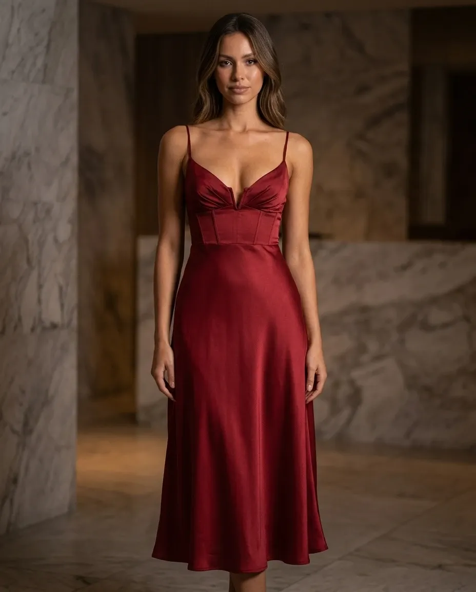 Satin Midi Dresses for women