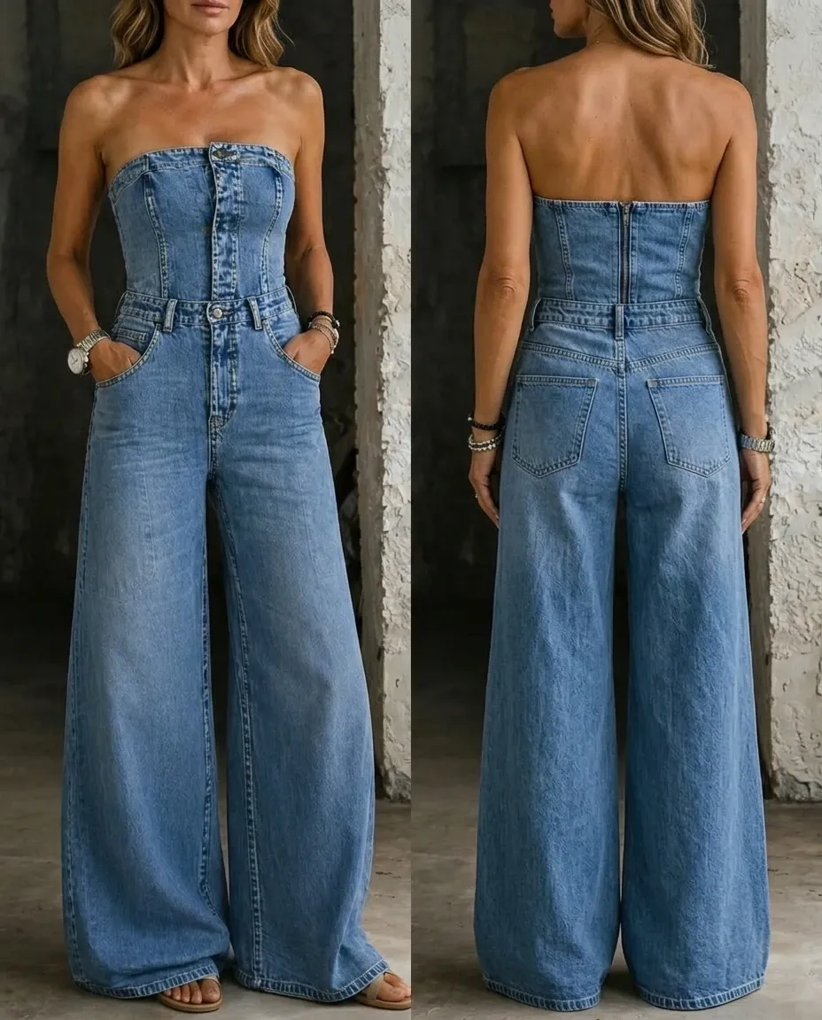 Strapless Denim Jumpsuits for women