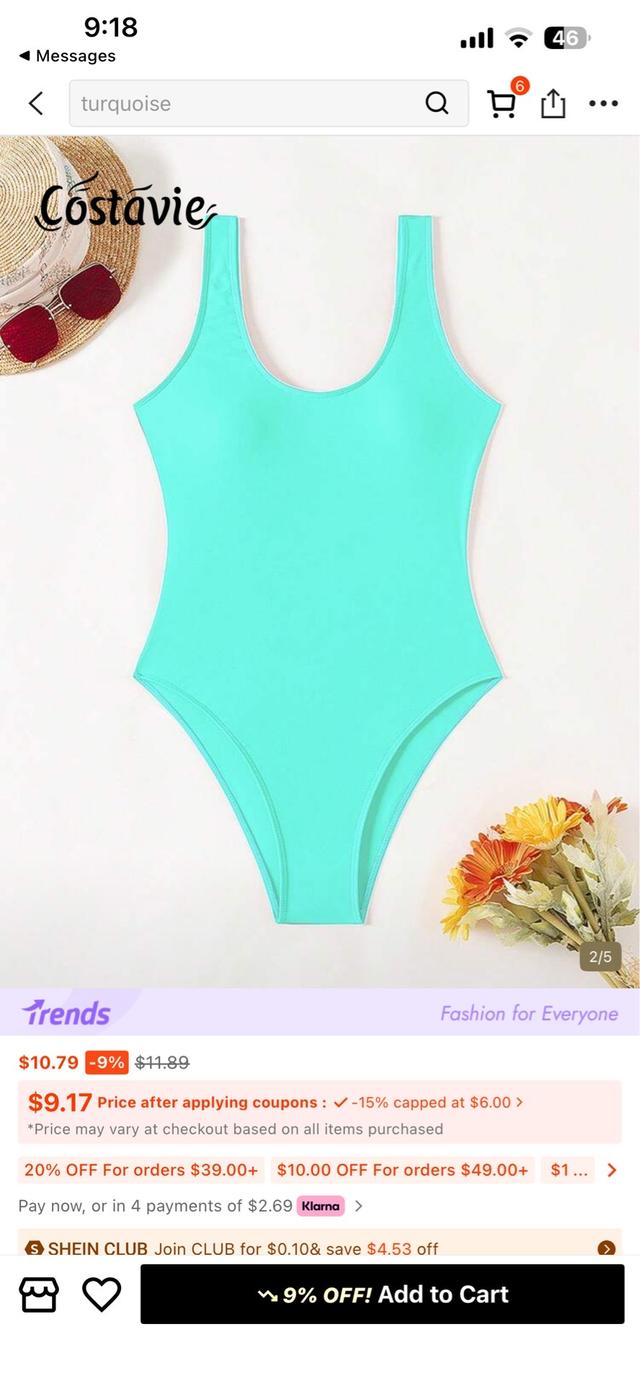solid mint green scoop neck one piece swimsuit