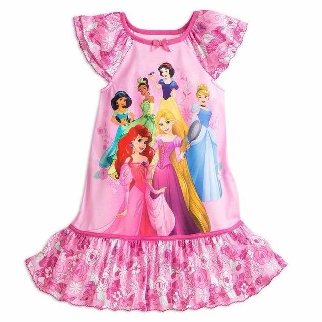 pink disney princess graphic print flutter sleeve nightgown