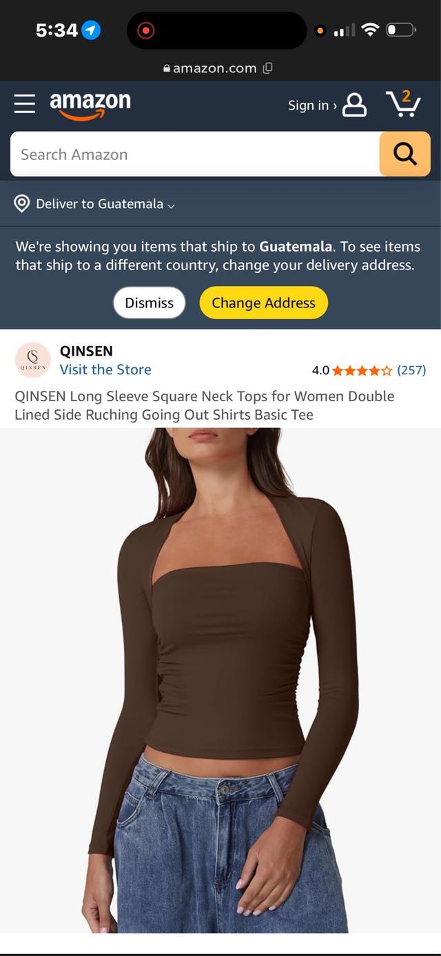 brown long sleeve square neck ruched top
