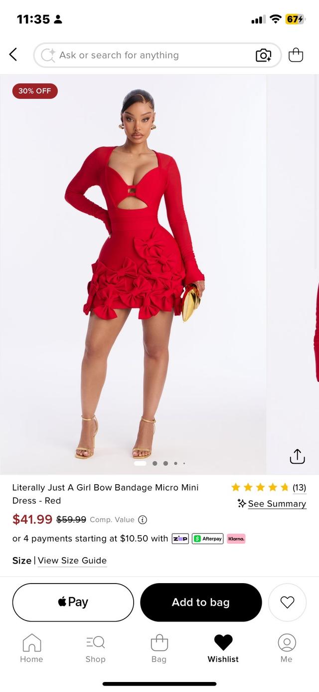 red long sleeve bandage dress with bow detailing