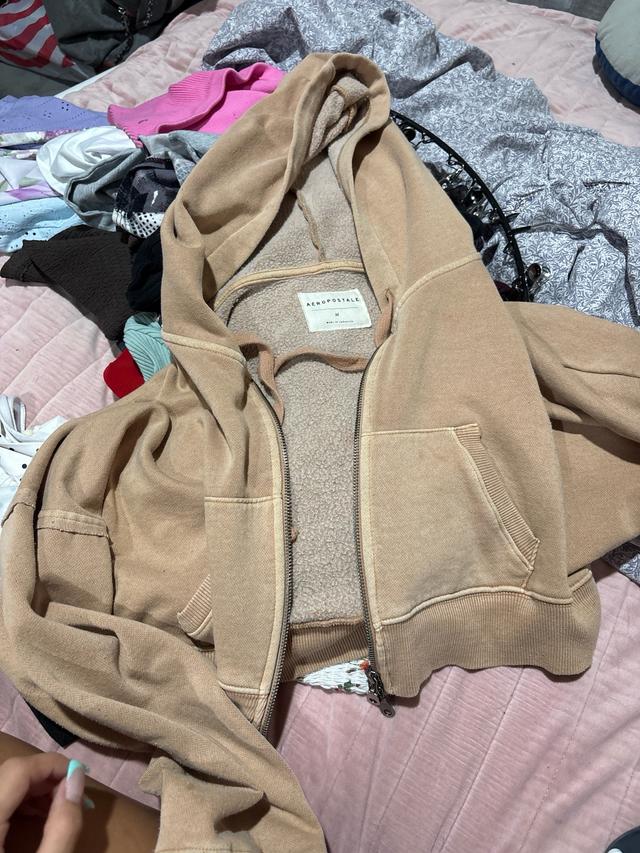 tan vintage wash zip up hoodie