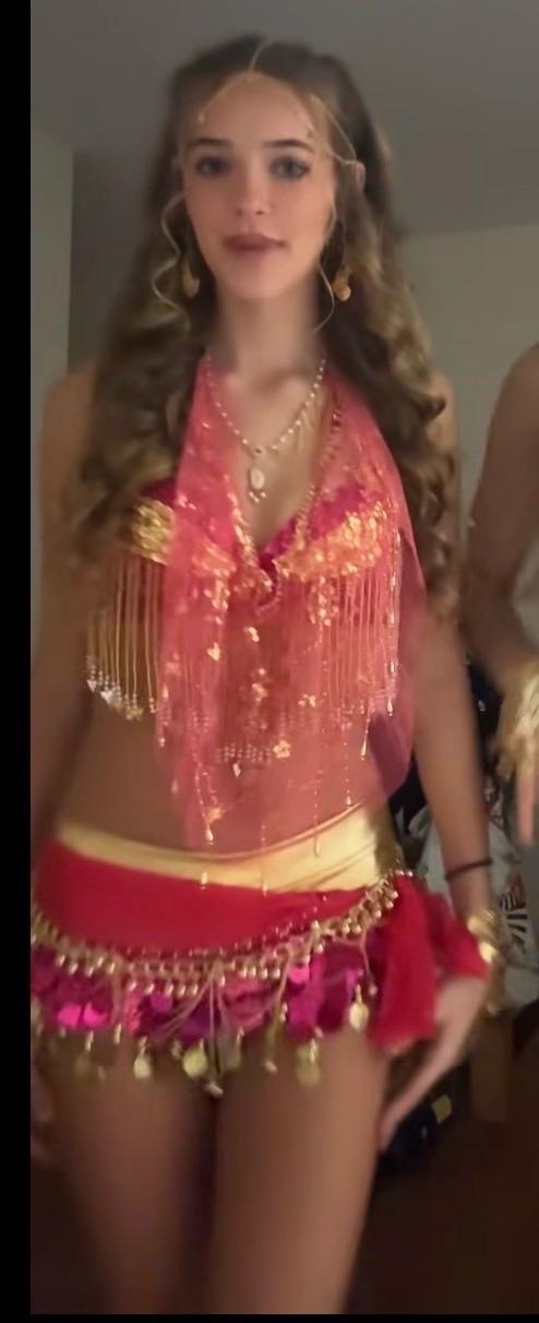 fuchsia embellished halter top with gold fringe detailing