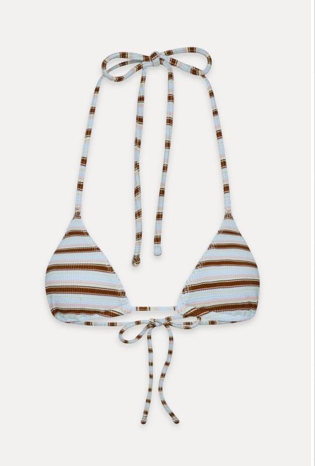 striped ribbed halter bikini top