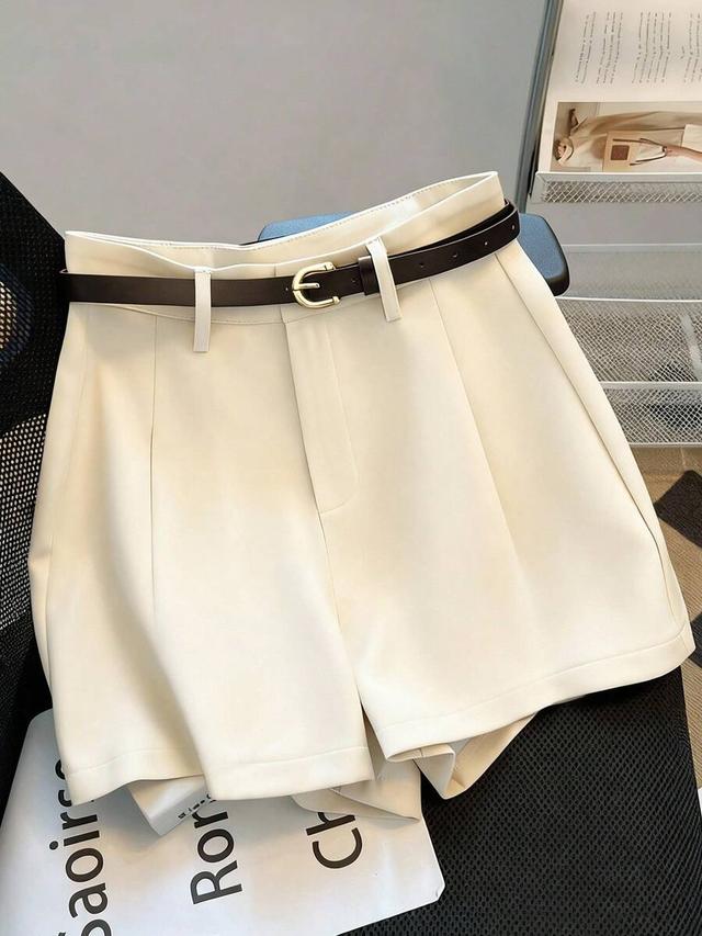 casual commuter mid-high waist solid color shorts