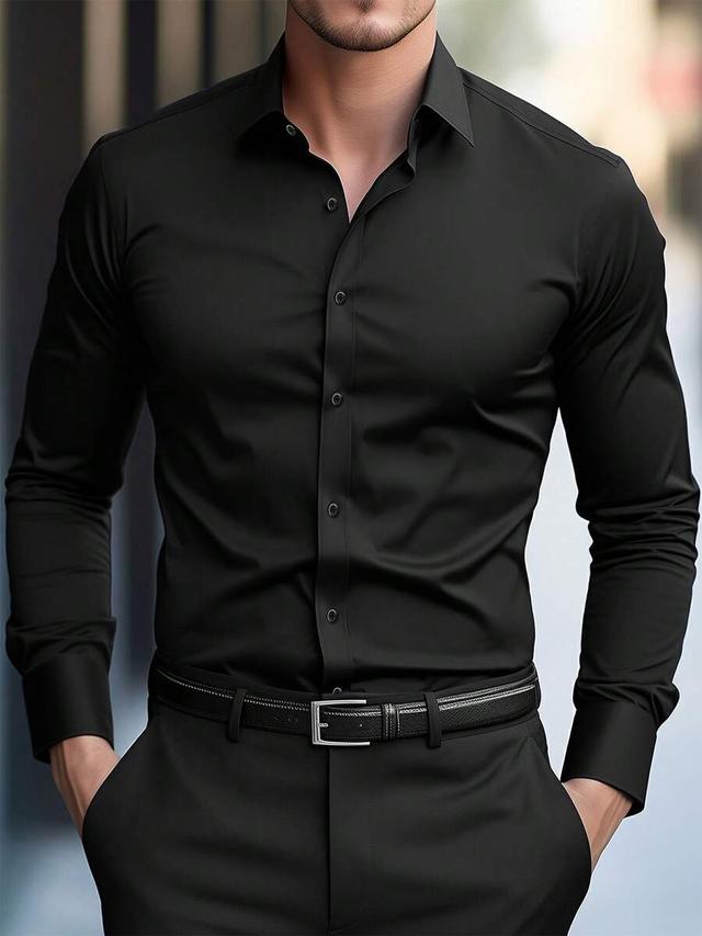 men's black long sleeve button up shirt